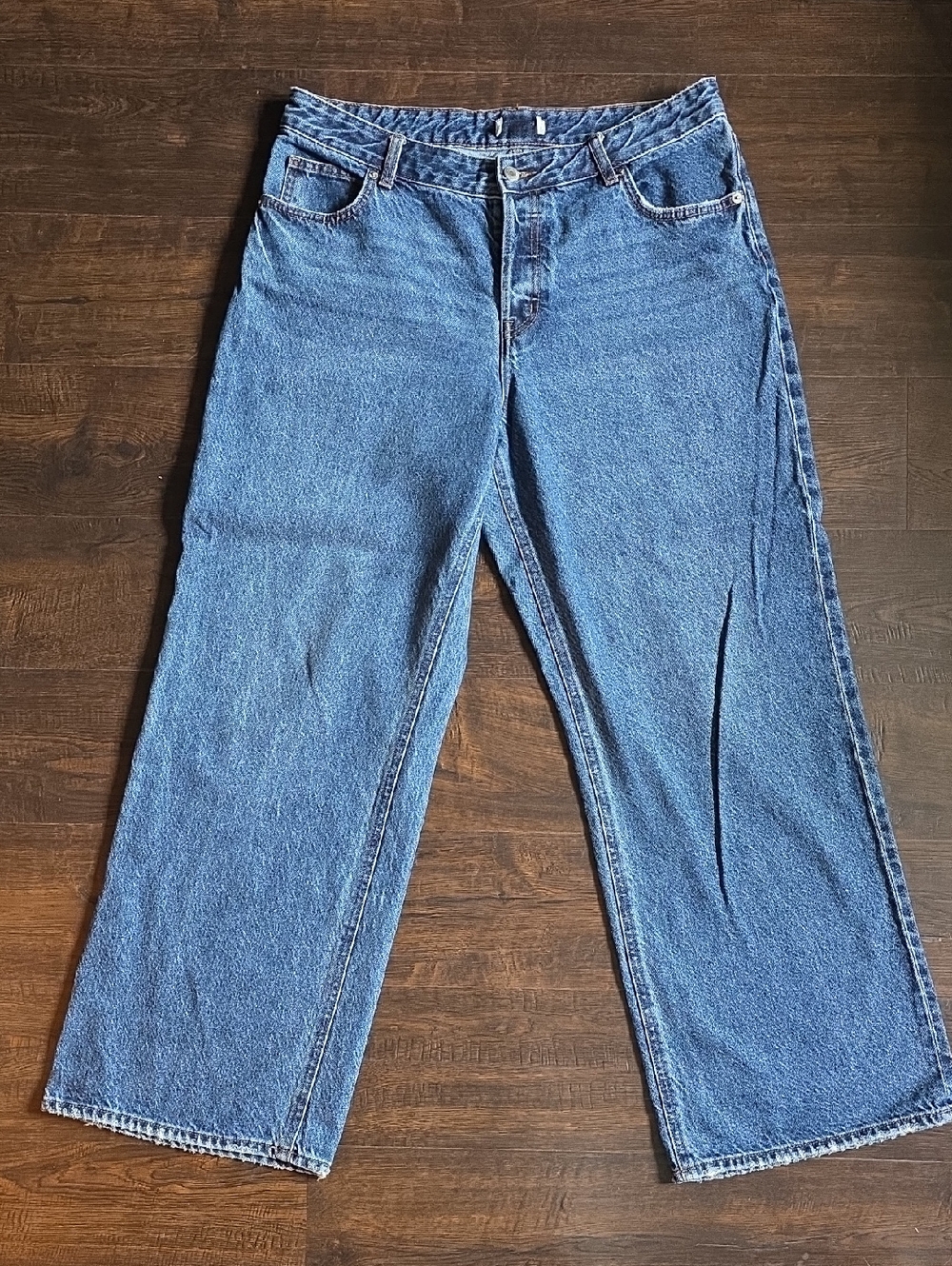 H&M Classic High-Waist Wide Leg Blue Jeans